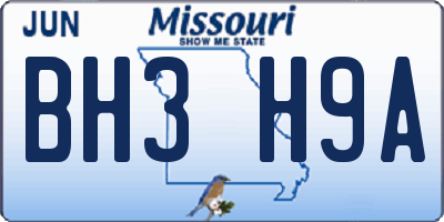 MO license plate BH3H9A