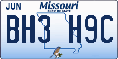 MO license plate BH3H9C