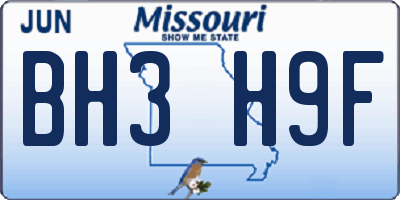MO license plate BH3H9F