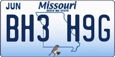 MO license plate BH3H9G