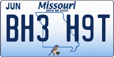 MO license plate BH3H9T