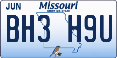 MO license plate BH3H9U