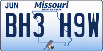 MO license plate BH3H9W