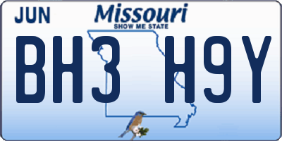 MO license plate BH3H9Y