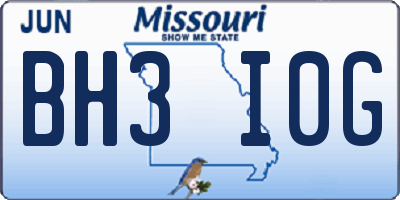 MO license plate BH3I0G