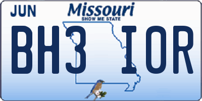 MO license plate BH3I0R