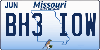 MO license plate BH3I0W