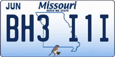 MO license plate BH3I1I