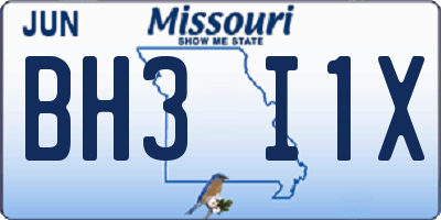 MO license plate BH3I1X