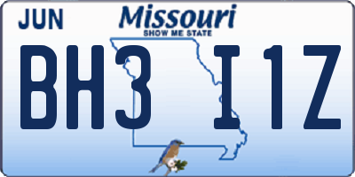 MO license plate BH3I1Z