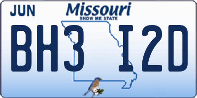 MO license plate BH3I2D