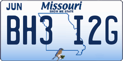 MO license plate BH3I2G