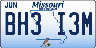 MO license plate BH3I3M