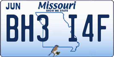 MO license plate BH3I4F