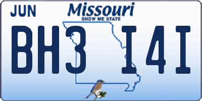 MO license plate BH3I4I