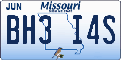 MO license plate BH3I4S