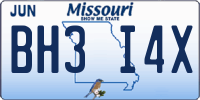 MO license plate BH3I4X