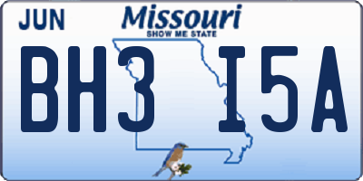 MO license plate BH3I5A