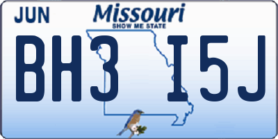 MO license plate BH3I5J
