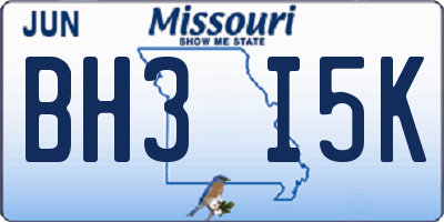 MO license plate BH3I5K