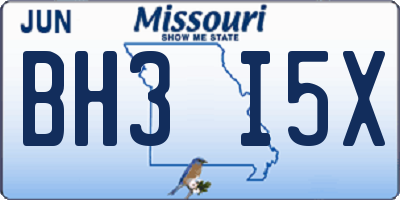 MO license plate BH3I5X