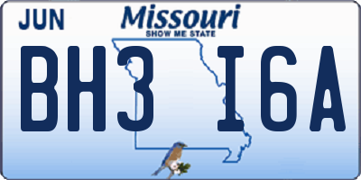 MO license plate BH3I6A