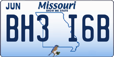 MO license plate BH3I6B