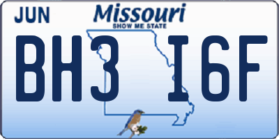 MO license plate BH3I6F