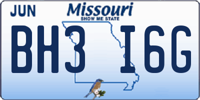 MO license plate BH3I6G
