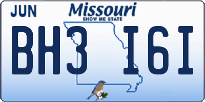 MO license plate BH3I6I