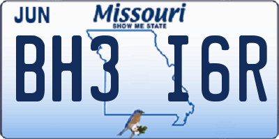 MO license plate BH3I6R