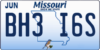 MO license plate BH3I6S