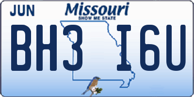 MO license plate BH3I6U