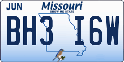 MO license plate BH3I6W