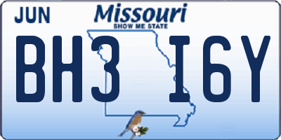 MO license plate BH3I6Y