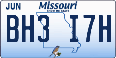 MO license plate BH3I7H