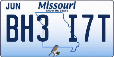 MO license plate BH3I7T