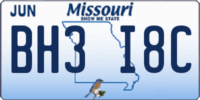 MO license plate BH3I8C