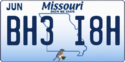 MO license plate BH3I8H