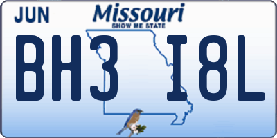 MO license plate BH3I8L