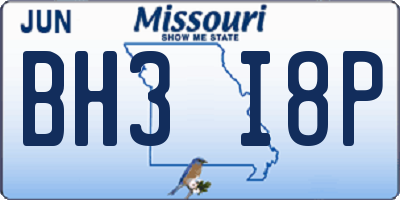 MO license plate BH3I8P
