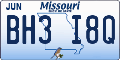 MO license plate BH3I8Q
