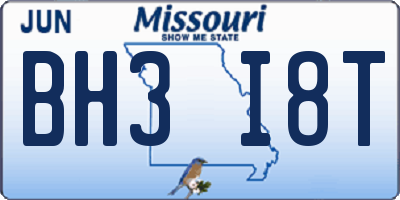 MO license plate BH3I8T