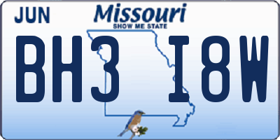 MO license plate BH3I8W