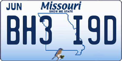 MO license plate BH3I9D