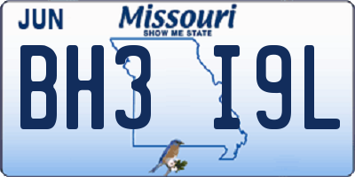 MO license plate BH3I9L
