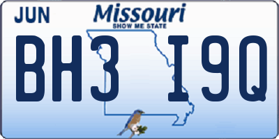 MO license plate BH3I9Q