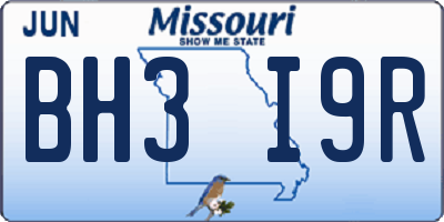 MO license plate BH3I9R