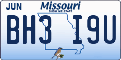 MO license plate BH3I9U
