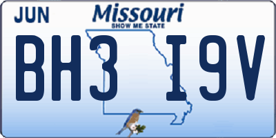 MO license plate BH3I9V